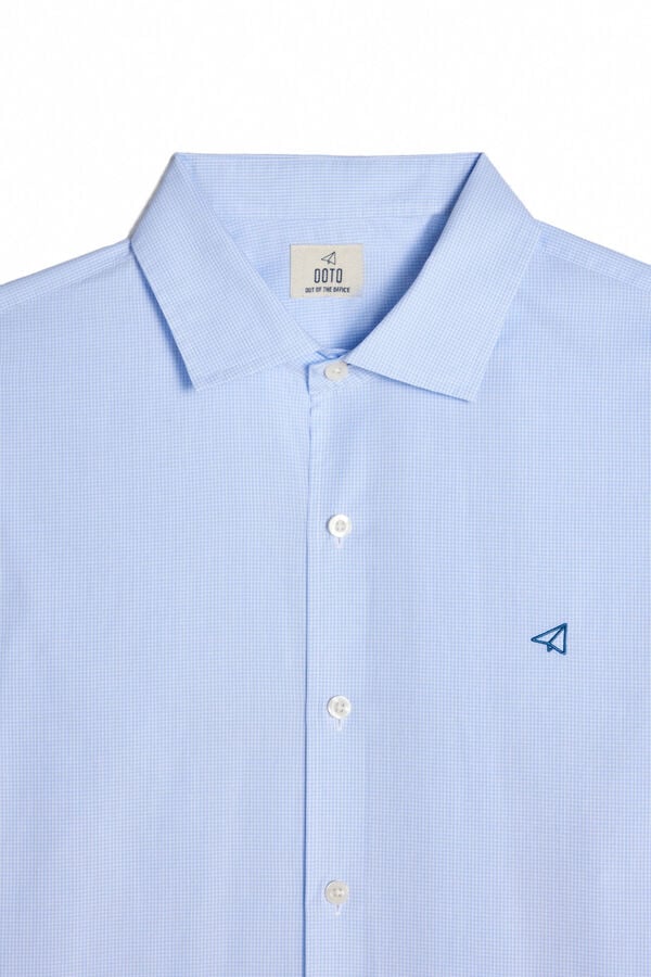 Cortefiel Camisa quadrados vichy manga comprida Azul