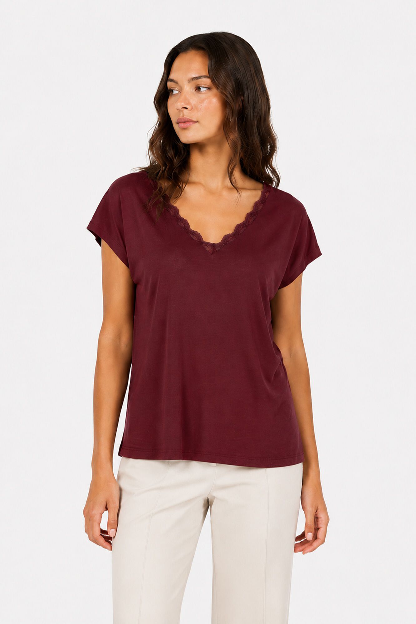 Vila Basic T-shirt with lace details