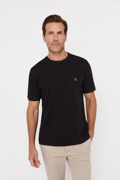 Cortefiel Basic piqué T-shirt Black