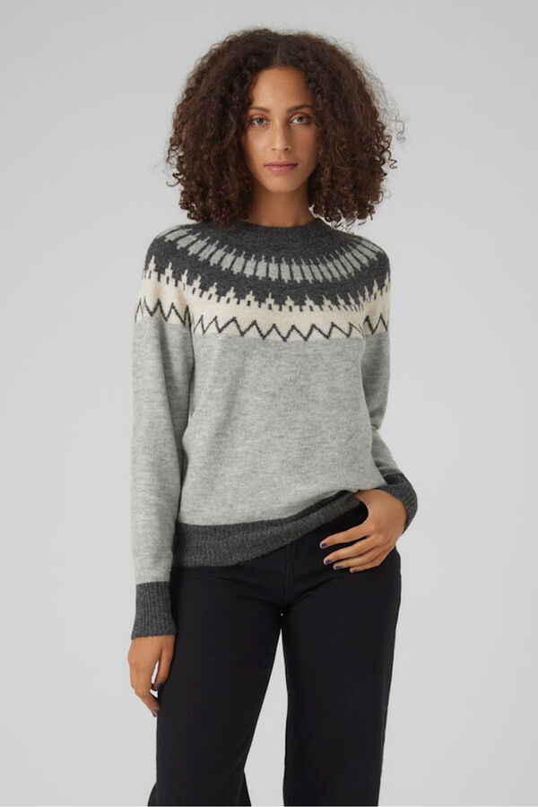 Vero Moda Camisola estampado de manga comprida feminino Cinzento