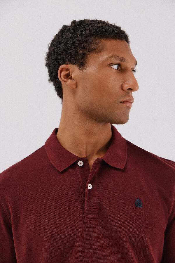 Cortefiel Essential long-sleeved polo shirt Maroon