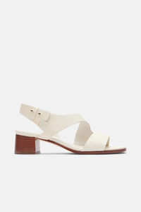 Cortefiel Plain cream leather sandals White