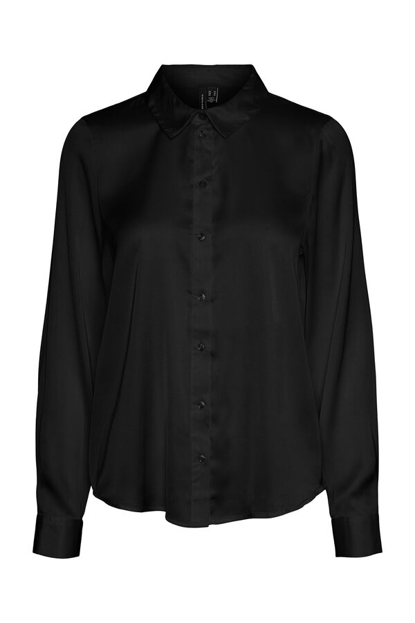 Cortefiel Camisa básica de mujer manga larga Negro