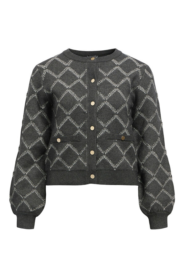 Object Cardigan punto rombos Gris oscuro