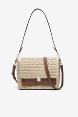 Vilanova Straw effect shoulder bag Beige