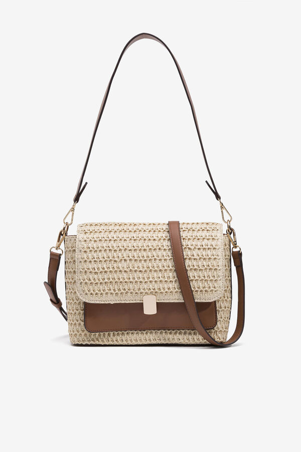 Vilanova Straw effect shoulder bag Beige