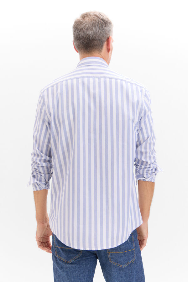 Cortefiel striped poplin shirt Navy