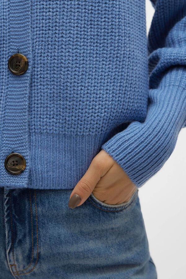 Cortefiel Cárdigan de mujer manga larga con botones Azul royal