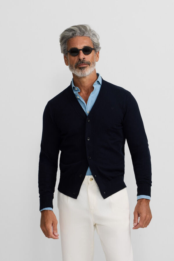 Silbon Casaco de malha clássico Azul