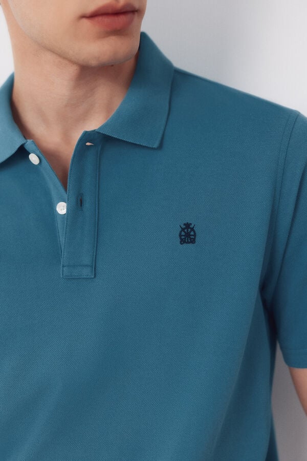 Cortefiel Piqu&eacute; basic polo shirt Blue