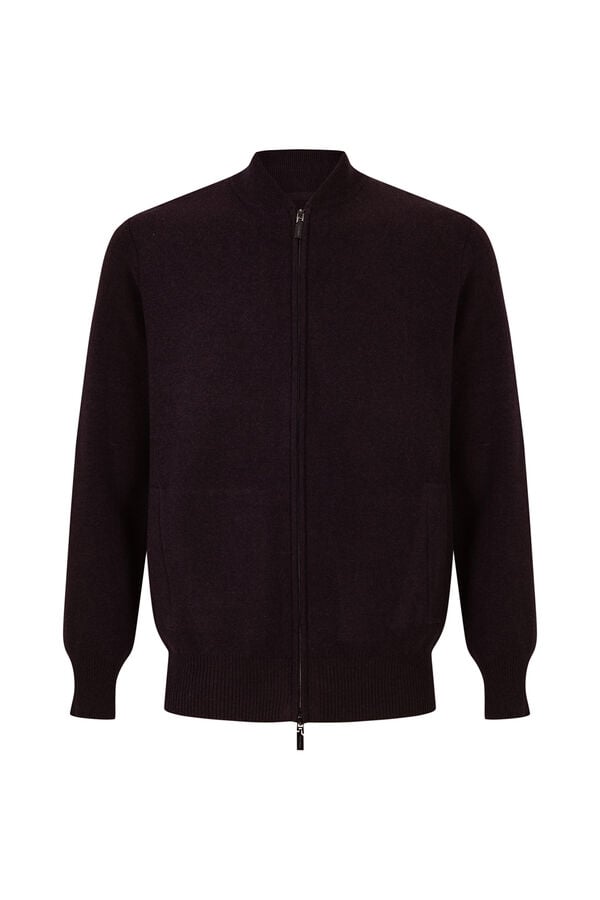 Cortefiel Cotton zip fastening bomber cardigan Purple