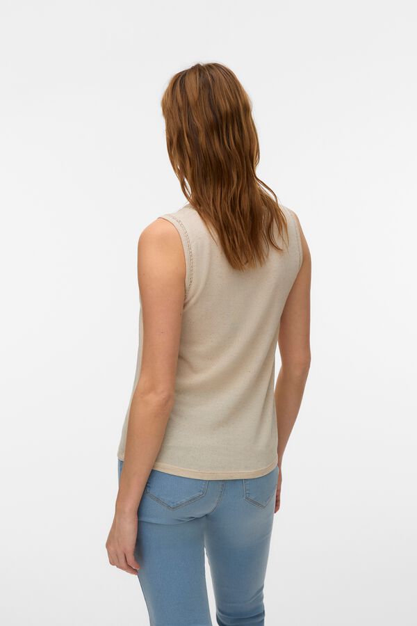 Vero Moda Top sem mangas com renda Tostado