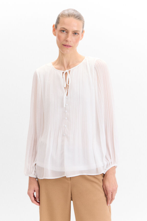 Cortefiel Printed pleated blouse White