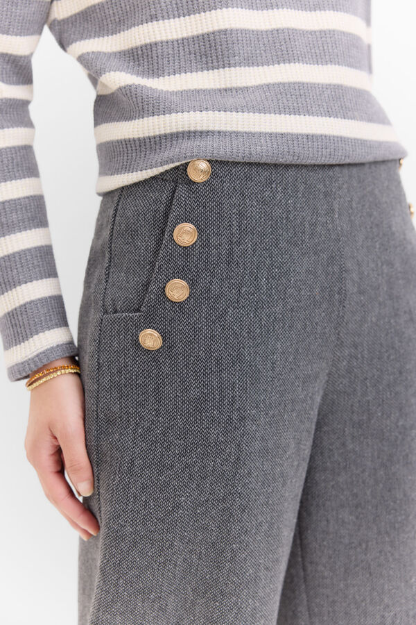 Cortefiel Cropped trousers with buttons Multicolour