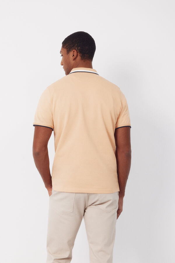 Cortefiel Fantasy neck structure polo shirt Nude