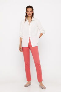 Cortefiel Coloured cropped-fit skinny trousers Coral