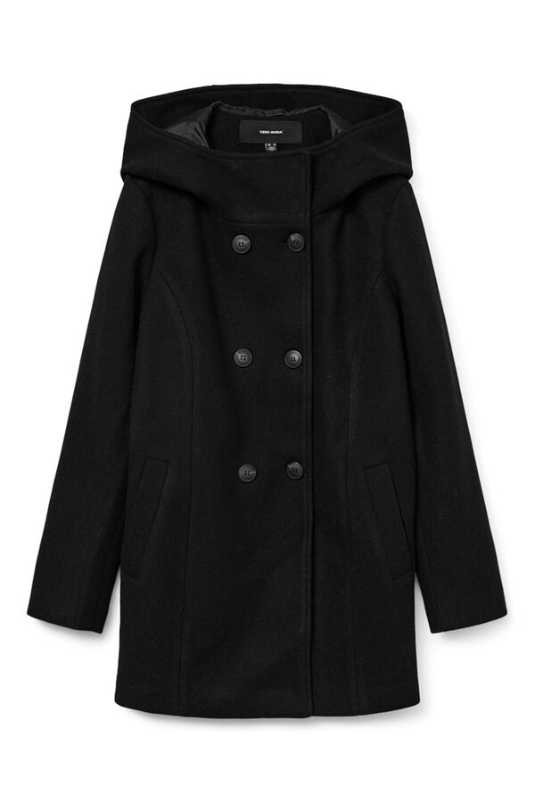 Vero Moda Sobretudo de tecido feminino com capuz Preto