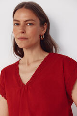 Cortefiel Slub t-shirt with trim Red