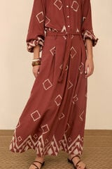 Meisie Embroidered long skirt Pink