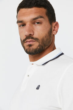 Cortefiel Piqué polo shirt with tipping White