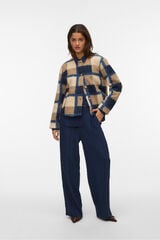 Vero Moda Casaco de borrego com estampado xadrez Azul
