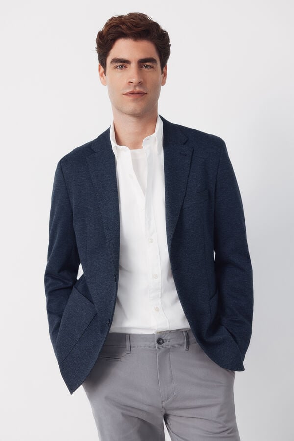 Cortefiel Blazer jersey-knit structure Blue