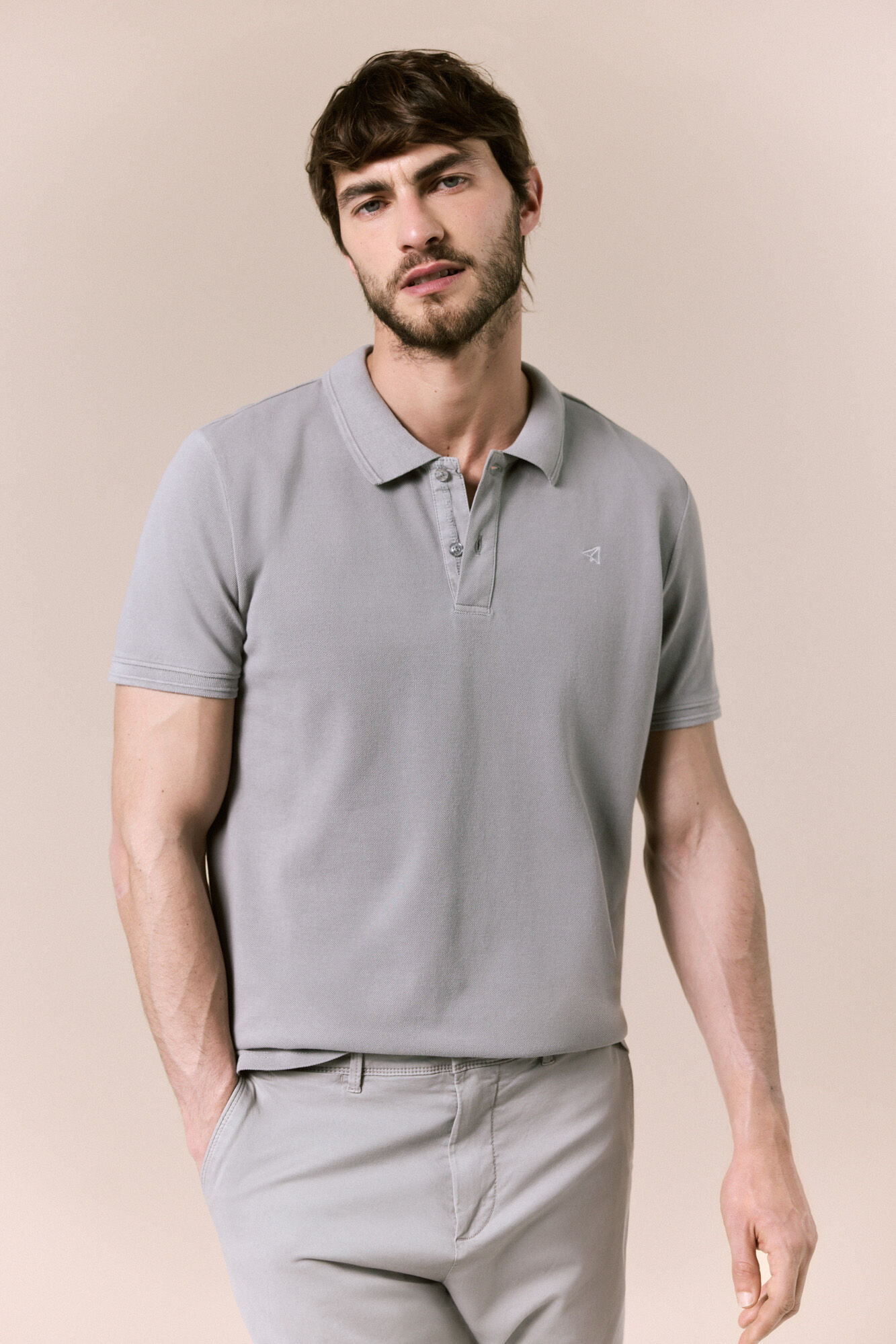 OOTO Polo b&aacute;sico em piqu&eacute; lavado