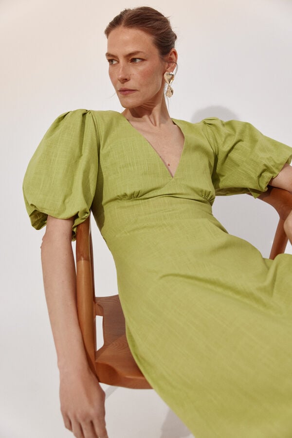 Cortefiel Vestido estampado floral Verde