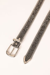 Cortefiel Belt with rhinestones and chains Black