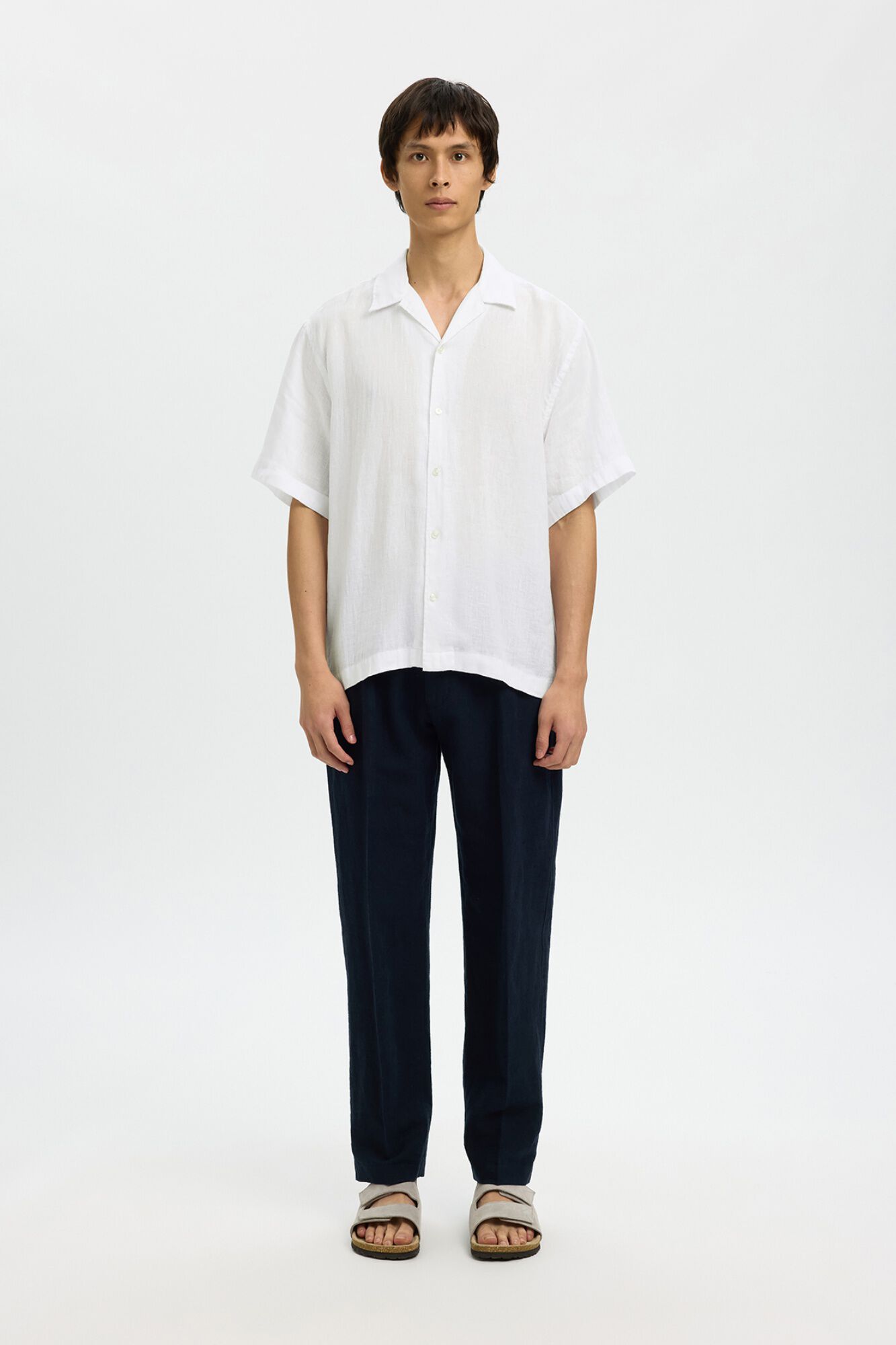 Selected Camisa de manga curta em linho