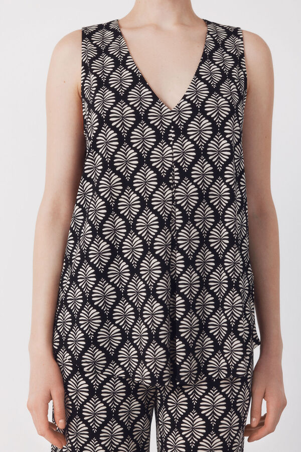 Cortefiel Long pleated top Printed grey