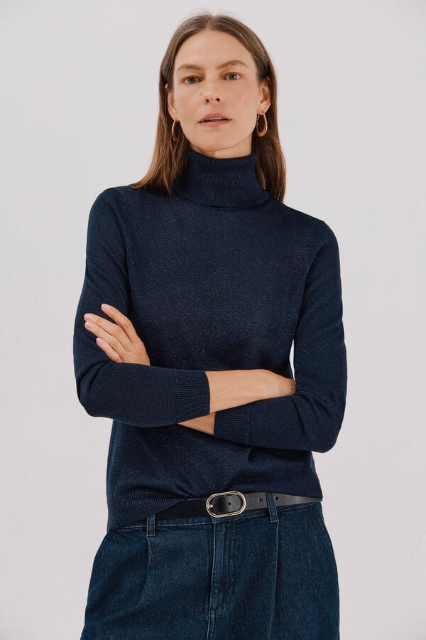 Cortefiel Fine lurex sweater Navy
