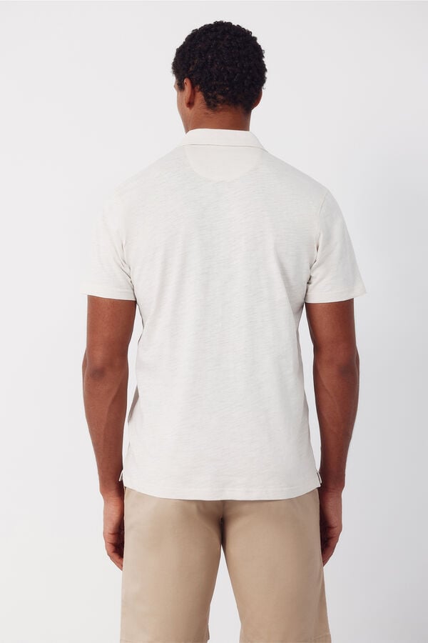 Cortefiel Plain slub polo shirt Ivory