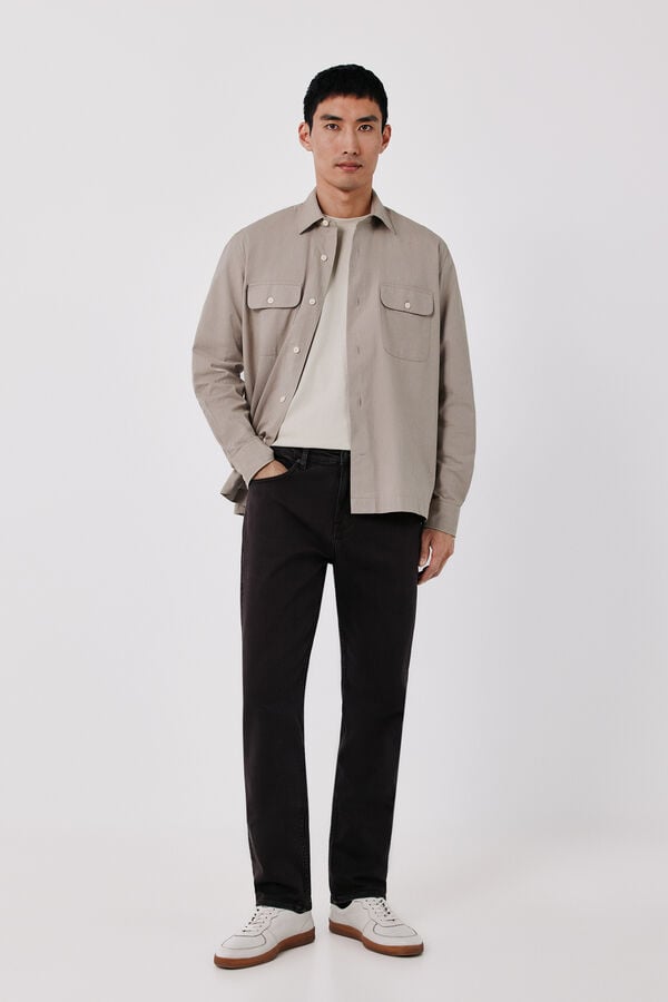 Cortefiel Regular fit 5 pocket jeans Dark brown