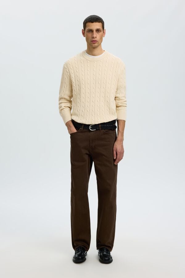 Selected Camisola de oitos 100% algod&atilde;o org&acirc;nico Tostado