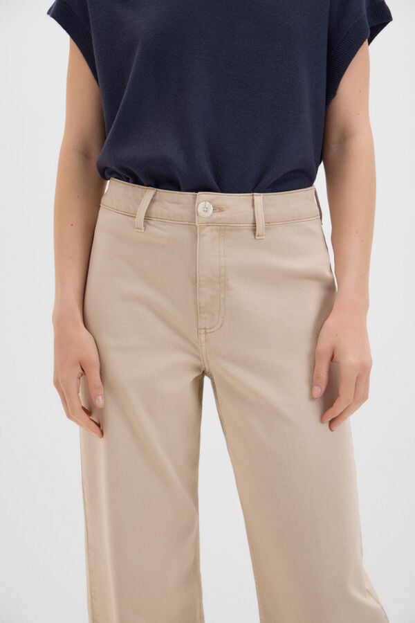 Cortefiel Marine Trousers Ivory