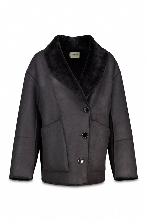 Slowlove Sobretudo curto com efeito dupla face Preto