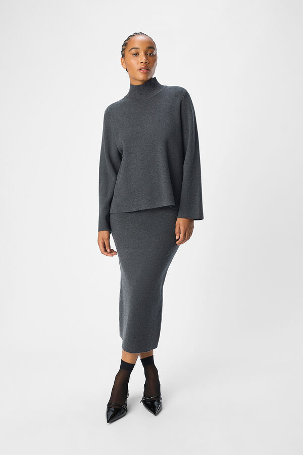 Cortefiel Midi knit skirt Grey