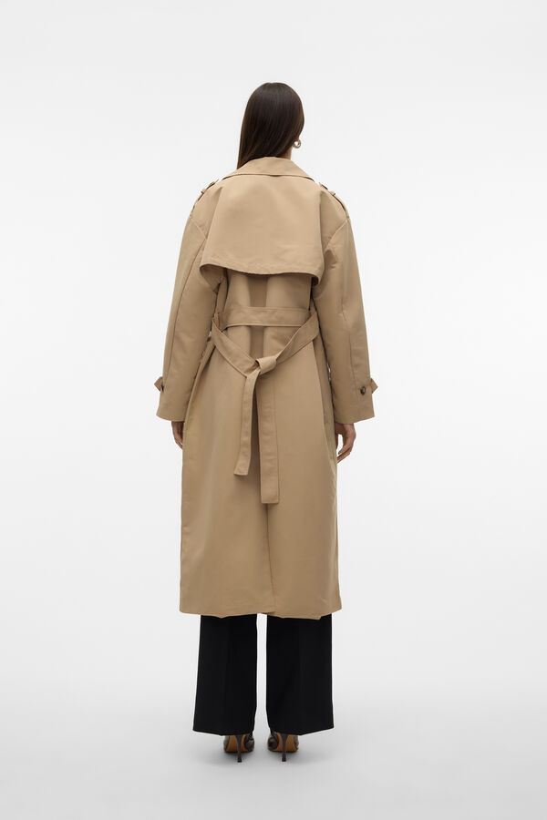 Vero Moda Gabardina longo básico Castanho