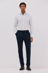 Cortefiel Easy-iron checked dress shirt Blue
