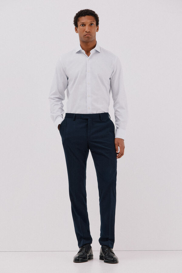 Cortefiel Easy-iron checked dress shirt Blue