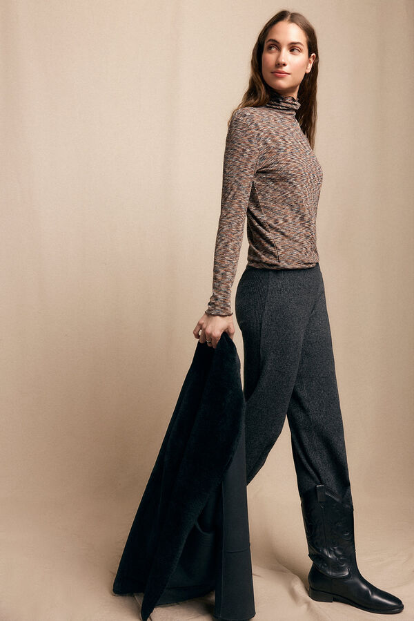 Slowlove Camiseta cuello alto melange Estampado azul