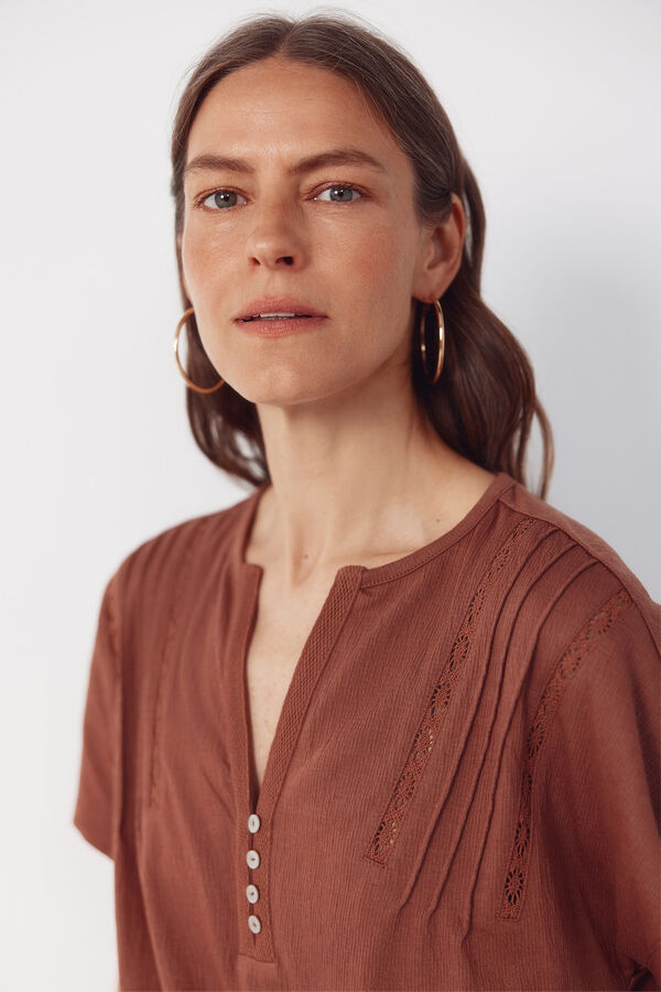 Cortefiel T-shirt fins Brown