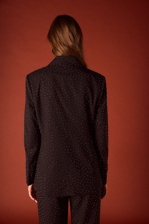 Slowlove Blazer ajustado com strass. Preto