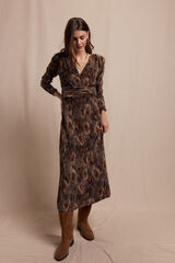 Slowlove Vestido textura elastico Estampado marrón