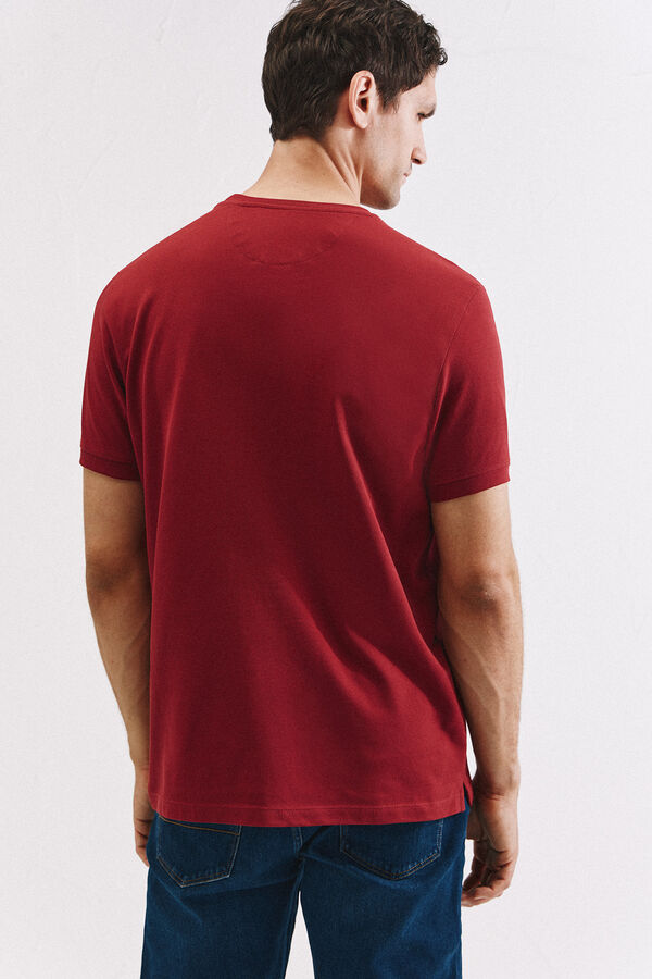 Cortefiel Basic piqué t-shirt Maroon