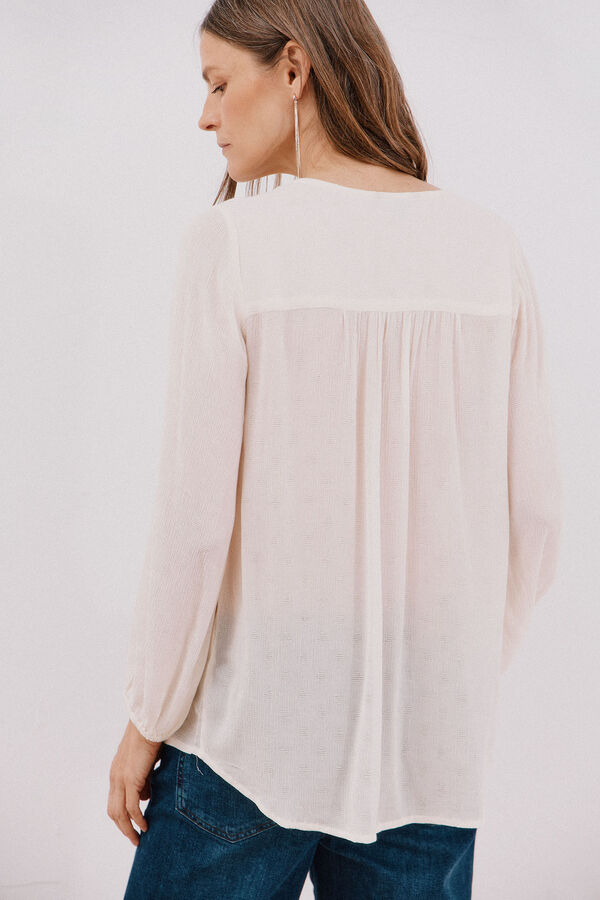 Cortefiel Blusa com borlas Branco