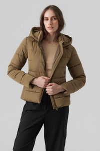 Cortefiel Quilted coat with hood Green