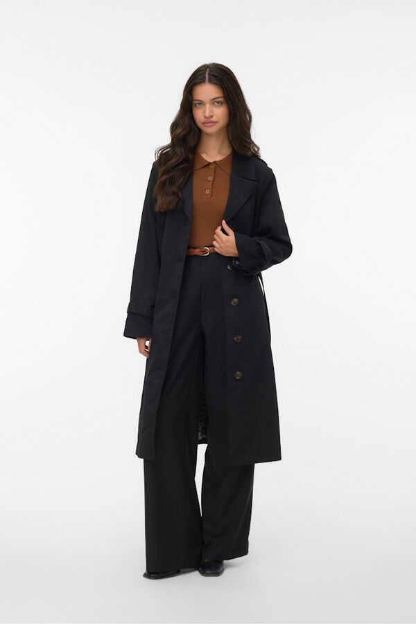 Vero Moda Long trench coat with belt  Black