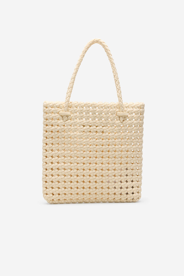 Cortefiel Fabric braided handbag Ivory